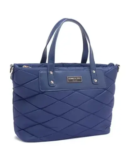 KENNETH COLE Tote Bag in navy blue, featuring a chic quilted design