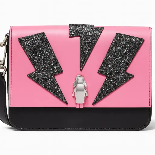 CAVALLI CLASS pink and black, featuring glitter lightning bolt accents