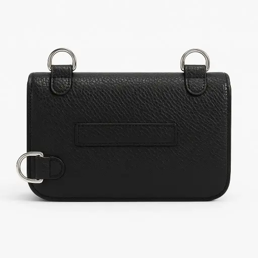 ZARA Small black handbag crafted from pebbled leather with sleek silver-tone hardware