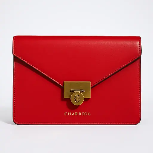 [CH99] Charriol bold red with a chic gold-tone lock, a luxurious design