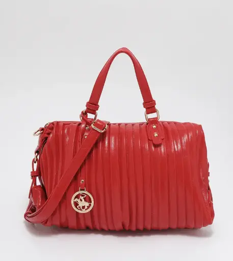 BEVERLY HILLS POLO CLUB red handbag with pleated design and adjustable shoulder strap (L)