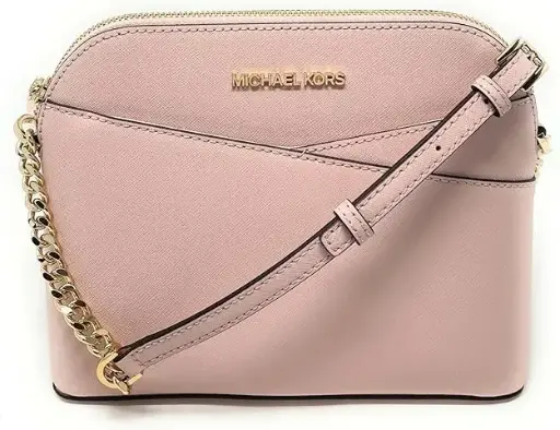 [S016-0001] Michael Kors blush pink leather bag with an adjustable shoulder strap and chic gold-tone chain
