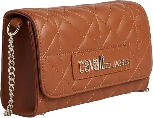 CAVALLI CLASS handbag in elegant brown with quilted design and gold-tone chain