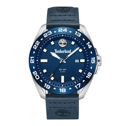 [TDWGB0029403] TimberLand Men’s Watch with blue dial, rotating bezel, and blue silicone strap TDWGB0029403