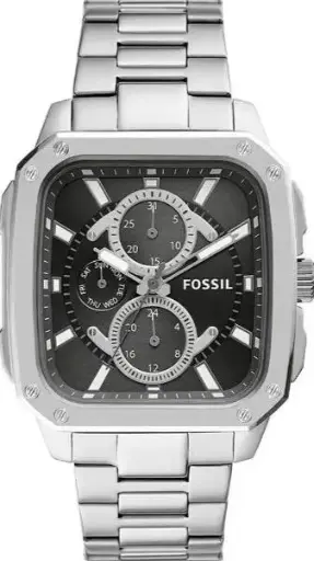 [BQ2655] FOSSIL Inscription Multifunction Black Dial Silver Steel Strap Watch-BQ2655
