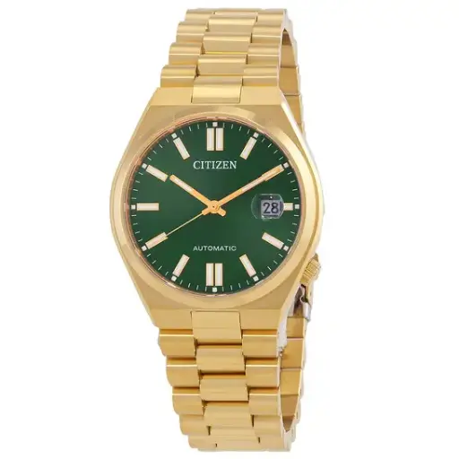 [NJ0152-51X] Citizen automatic watch in luxurious gold with a refined green dial and practical date display.