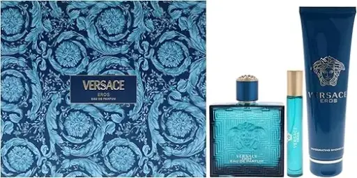 Versace Eros Men's Eau de Toilette Set (100ml Perfume + 10ml Sample + 150ml Shower Gel) 