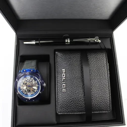 [P15924JPBL] POLICE MAN WATCH+WALLET+PEN (3 PIC SET)  