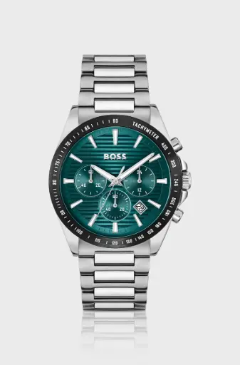 [HB1514241] Hugo Boss Green Grooved Dial Chronograph Watch-HB1514241