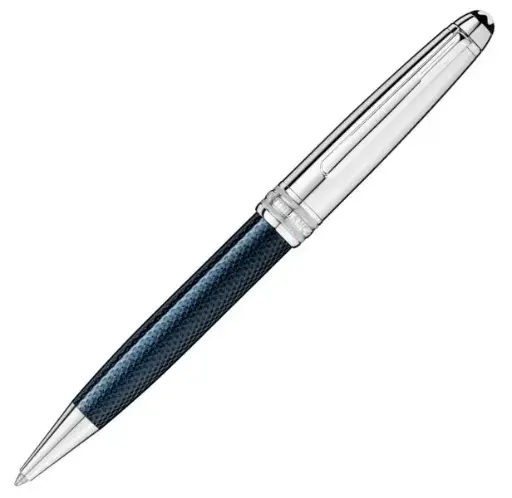Montblanc luxury blue ballpoint pen with refined silver accents