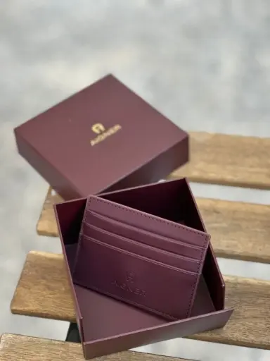[AIGC202506001] Aigner Burgundy Leather Card Holder 001C 