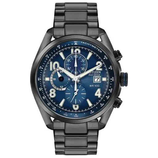 [EXT-011] CITIZEN Black Ion-Plated Eco-Drive Chronograph Watch