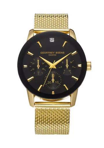 [GBA0035GD] Geoffrey Beene® Gunmetal-Tone Diamond Dial Watch       