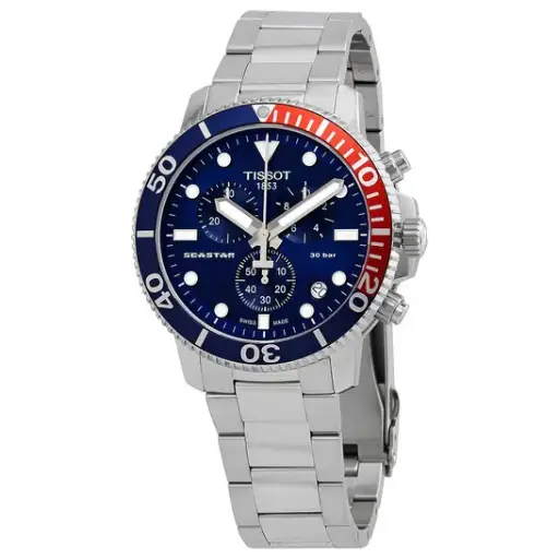 [T1204171104103] Tissot Seastar Chronograph Quartz Blue Dial Pepsi Bezel Men's Watch