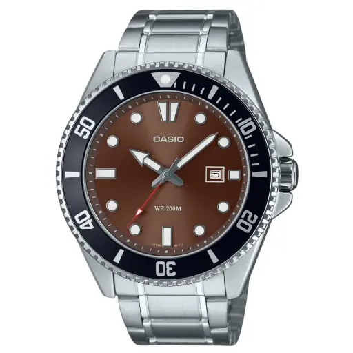 [MDV-107D-5AV] Casio Standard Analog Stainless Steel Brown Dial Men's Watch 