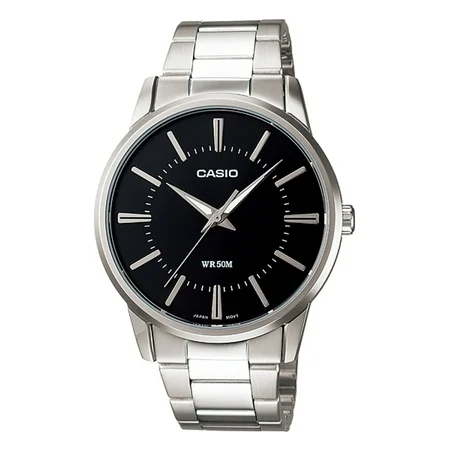 [MTP1303D-1AV] Casio Modern Stainless Steel Dress Black Dial Men's Watch 