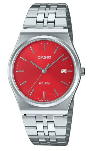 [MTP-B145D-4A2V] Casio Standard Analog Stainless Steel Red Dial Quartz Unisex Watch