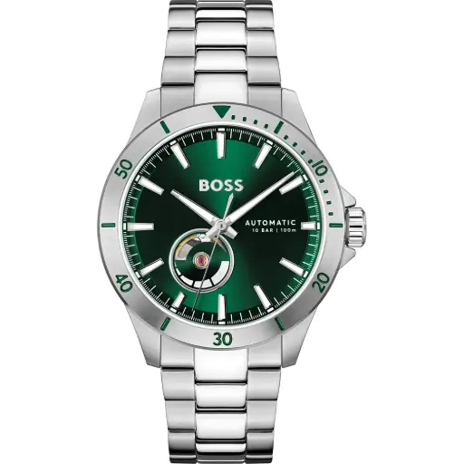 [H1514200] Hugo Boss Troper Automatic Green Dial Watch   